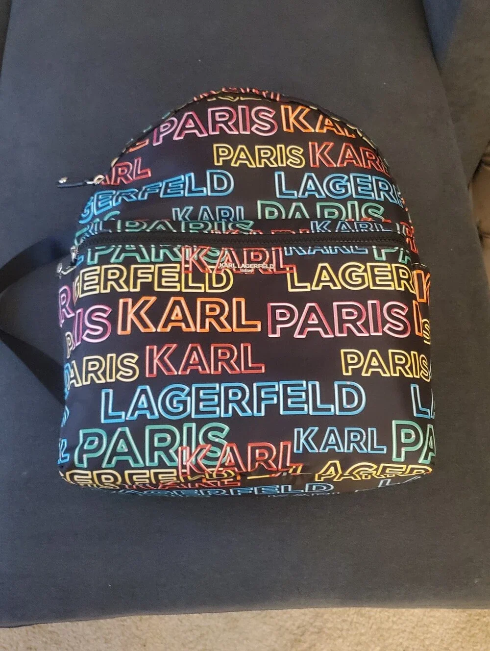 Karl Lagerfeld Black Multi-Color Logo Backpack